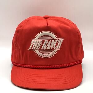 Vintage 80s Trucker Hat Flock Print The Ranch Theme Park SD Rare Zipper Back